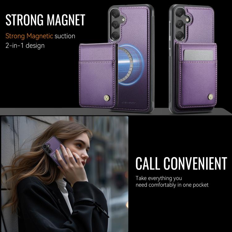 For Samsung Galaxy A35 JEEHOOD J06 British Style RFID MagSafe Card Bag PU Phone Case
