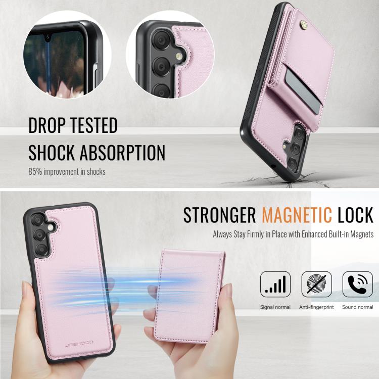 For Samsung Galaxy A35 JEEHOOD J06 British Style RFID MagSafe Card Bag PU Phone Case