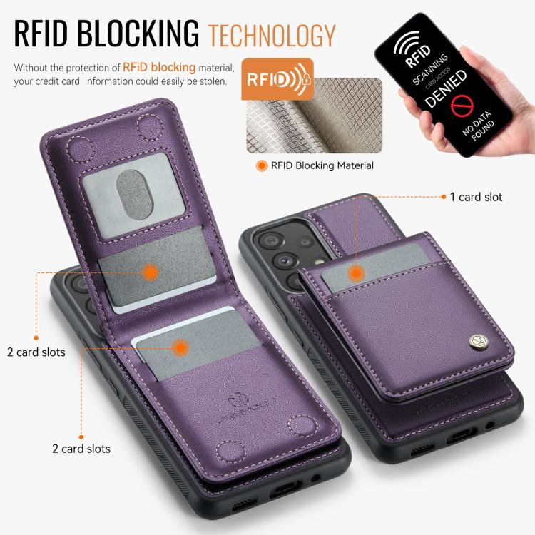 For Samsung Galaxy A53 5G JEEHOOD J06 British Style RFID MagSafe Card Bag PU Phone Case