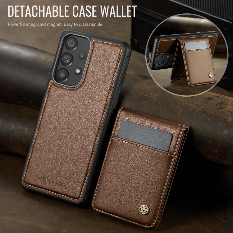 For Samsung Galaxy A53 5G JEEHOOD J06 British Style RFID MagSafe Card Bag PU Phone Case