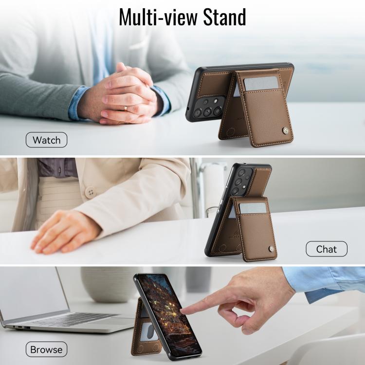 For Samsung Galaxy A53 5G JEEHOOD J06 British Style RFID MagSafe Card Bag PU Phone Case