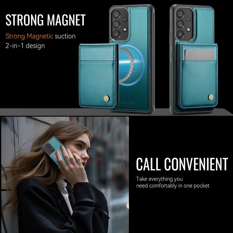 For Samsung Galaxy A53 5G JEEHOOD J06 British Style RFID MagSafe Card Bag PU Phone Case