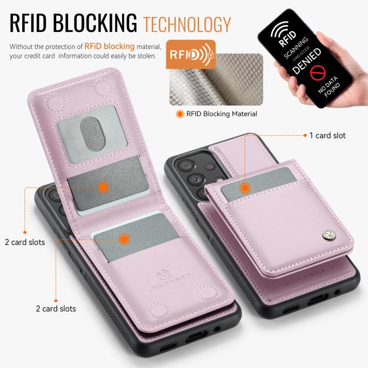 For Samsung Galaxy A53 5G JEEHOOD J06 British Style RFID MagSafe Card Bag PU Phone Case