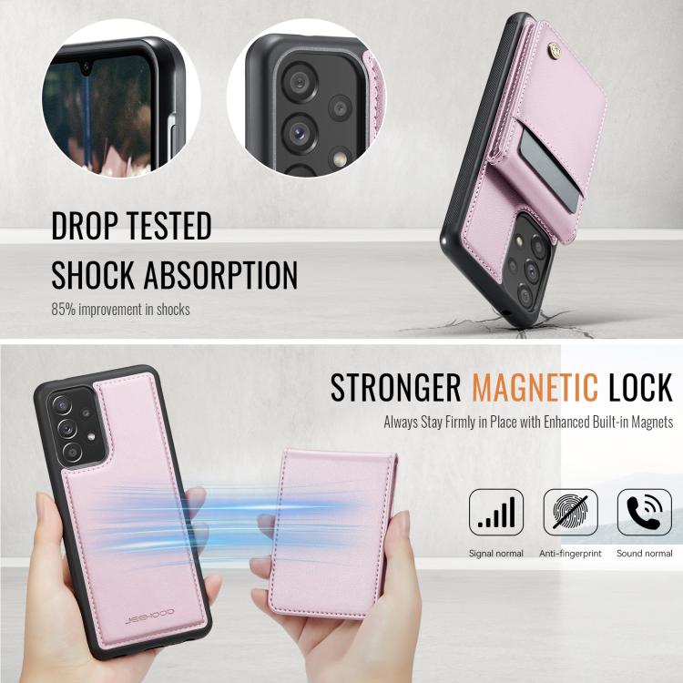 For Samsung Galaxy A53 5G JEEHOOD J06 British Style RFID MagSafe Card Bag PU Phone Case