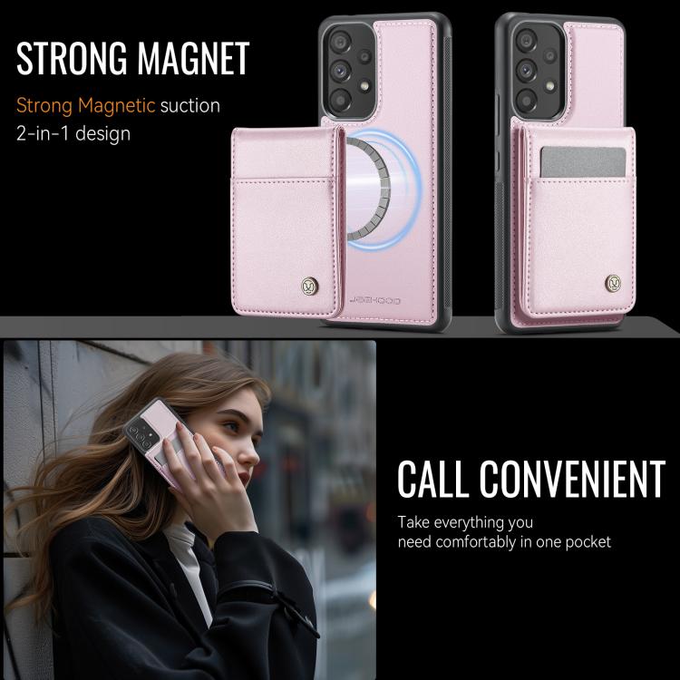 For Samsung Galaxy A53 5G JEEHOOD J06 British Style RFID MagSafe Card Bag PU Phone Case