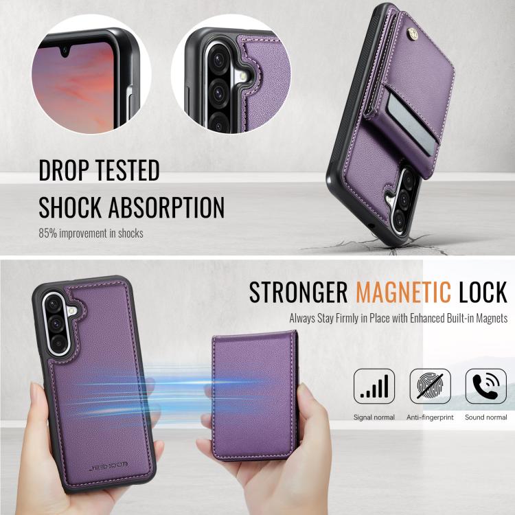 For Samsung Galaxy A26 5G JEEHOOD J06 British Style RFID MagSafe Card Bag PU Phone Case