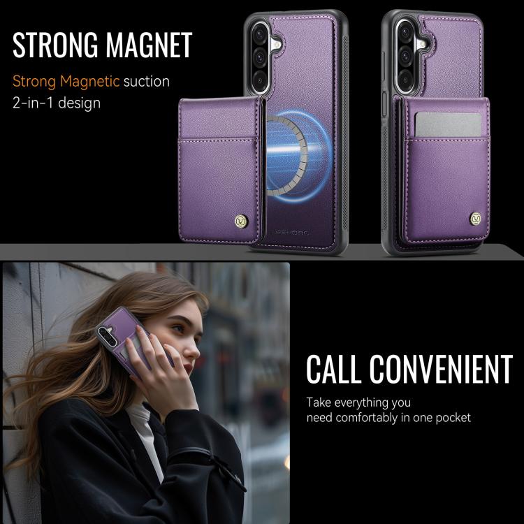 For Samsung Galaxy A26 5G JEEHOOD J06 British Style RFID MagSafe Card Bag PU Phone Case