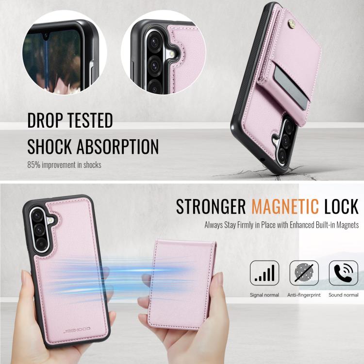For Samsung Galaxy A26 5G JEEHOOD J06 British Style RFID MagSafe Card Bag PU Phone Case