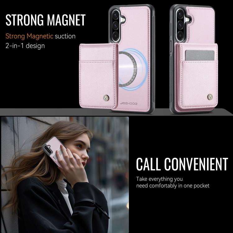 For Samsung Galaxy A26 5G JEEHOOD J06 British Style RFID MagSafe Card Bag PU Phone Case