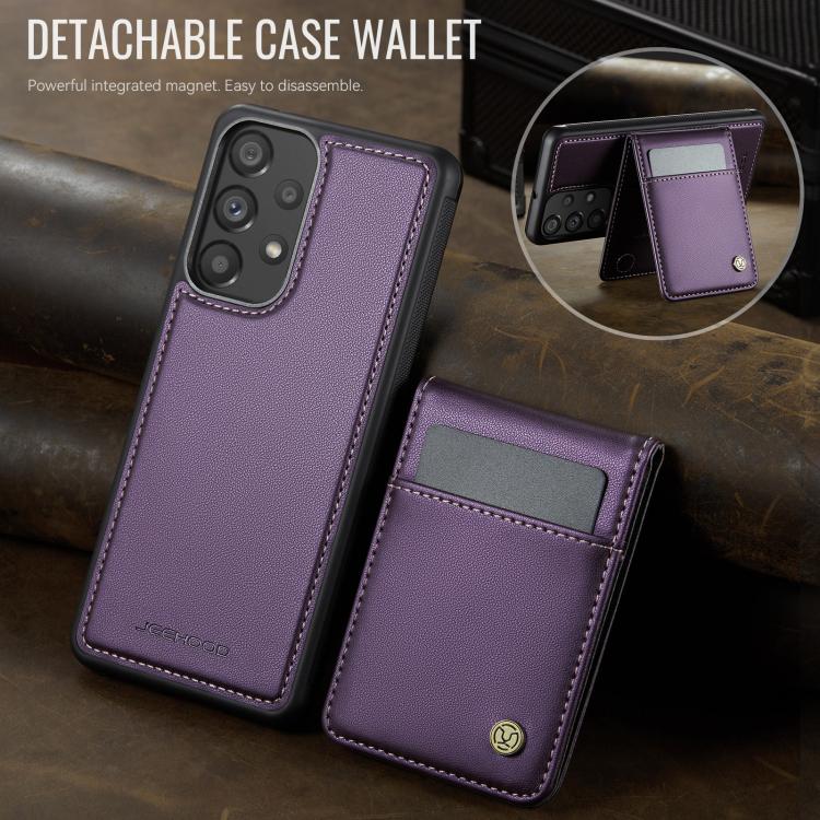 For Samsung Galaxy A33 5G JEEHOOD J06 British Style RFID MagSafe Card Bag PU Phone Case