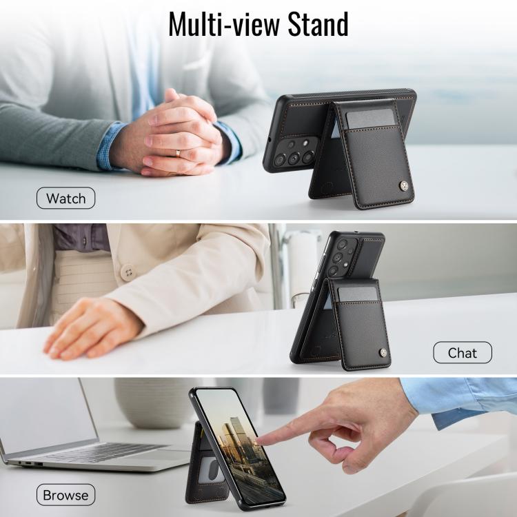 For Samsung Galaxy A33 5G JEEHOOD J06 British Style RFID MagSafe Card Bag PU Phone Case