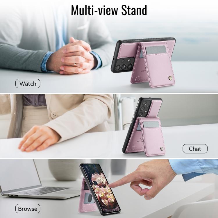 For Samsung Galaxy A33 5G JEEHOOD J06 British Style RFID MagSafe Card Bag PU Phone Case