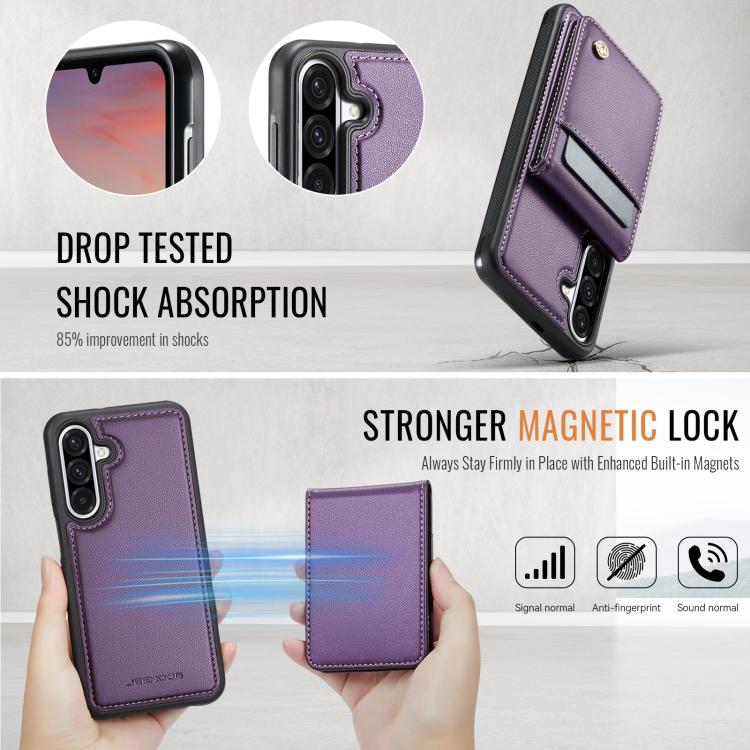 For Samsung Galaxy A36 JEEHOOD J06 British Style RFID MagSafe Card Bag PU Phone Case
