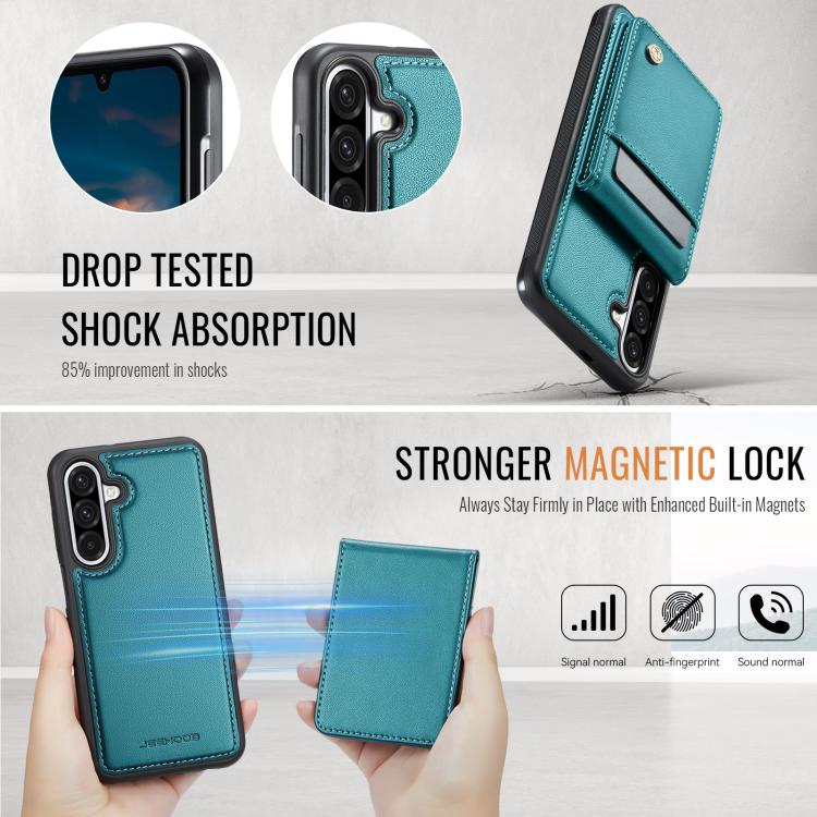 For Samsung Galaxy A36 JEEHOOD J06 British Style RFID MagSafe Card Bag PU Phone Case