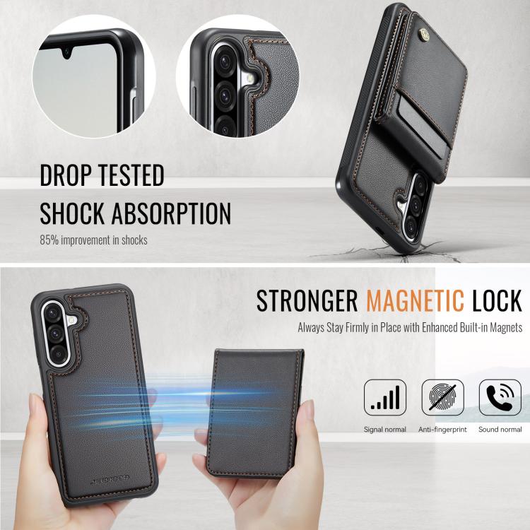 For Samsung Galaxy A36 JEEHOOD J06 British Style RFID MagSafe Card Bag PU Phone Case