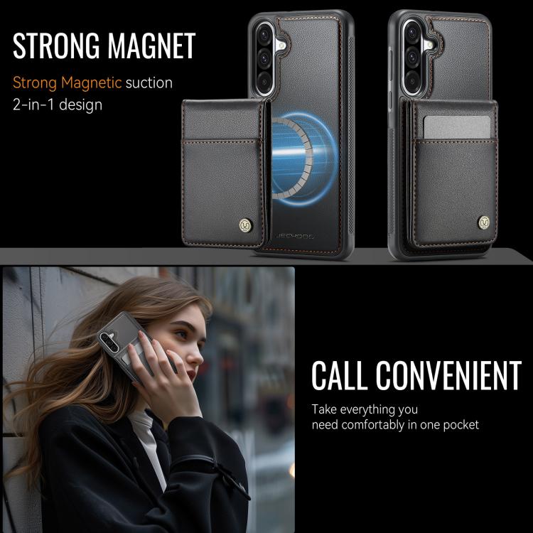 For Samsung Galaxy A36 JEEHOOD J06 British Style RFID MagSafe Card Bag PU Phone Case