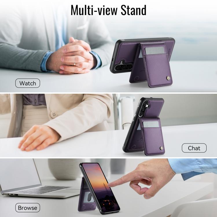 For Samsung Galaxy A56 5G JEEHOOD J06 British Style RFID MagSafe Card Bag PU Phone Case