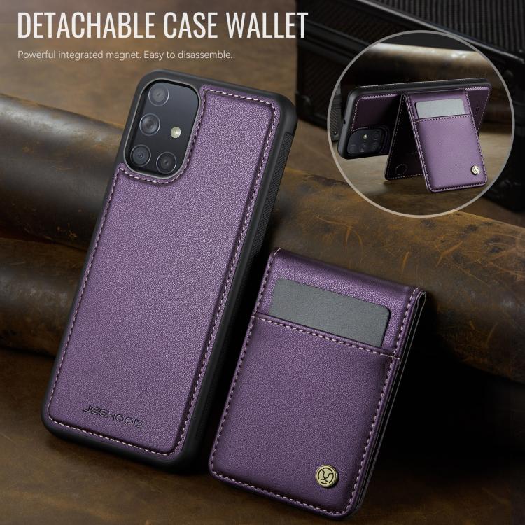 For Samsung Galaxy A51 4G JEEHOOD J06 British Style RFID MagSafe Card Bag PU Phone Case