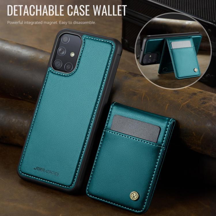 For Samsung Galaxy A51 4G JEEHOOD J06 British Style RFID MagSafe Card Bag PU Phone Case