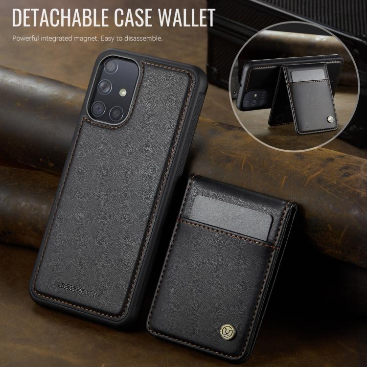 For Samsung Galaxy A51 4G JEEHOOD J06 British Style RFID MagSafe Card Bag PU Phone Case