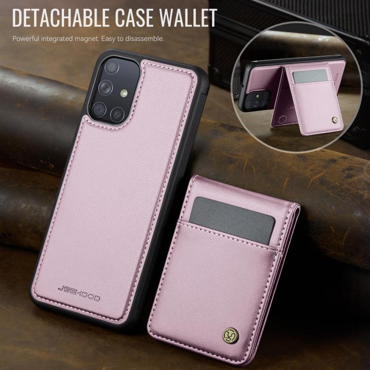 For Samsung Galaxy A51 4G JEEHOOD J06 British Style RFID MagSafe Card Bag PU Phone Case