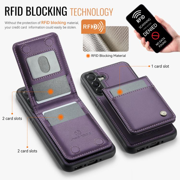 For Samsung Galaxy A37 5G JEEHOOD J06 British Style RFID MagSafe Card Bag PU Phone Case