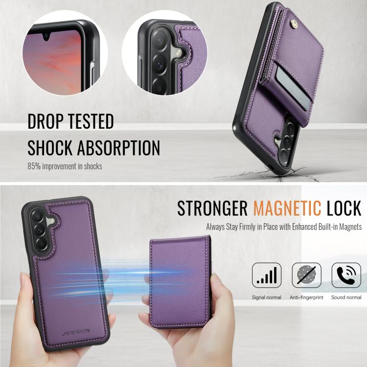 For Samsung Galaxy A37 5G JEEHOOD J06 British Style RFID MagSafe Card Bag PU Phone Case