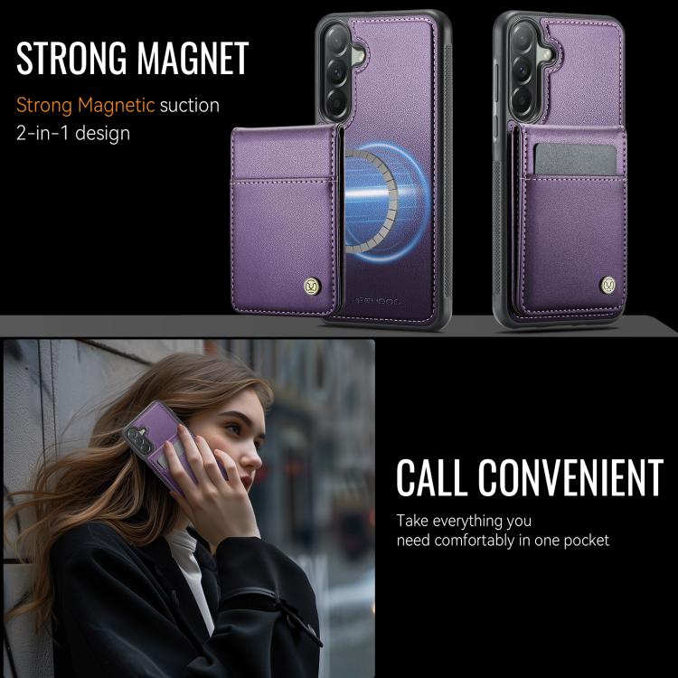 For Samsung Galaxy A37 5G JEEHOOD J06 British Style RFID MagSafe Card Bag PU Phone Case