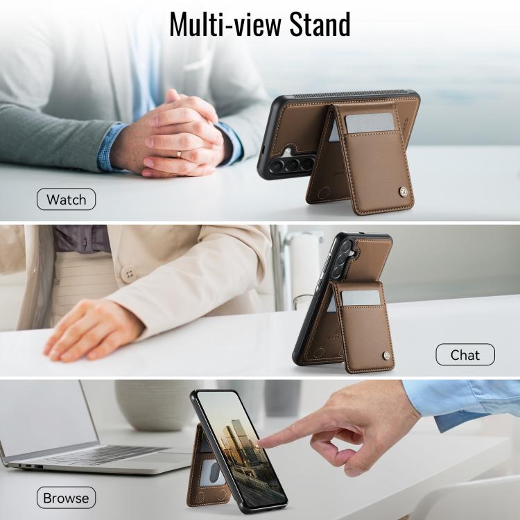 For Samsung Galaxy A37 5G JEEHOOD J06 British Style RFID MagSafe Card Bag PU Phone Case