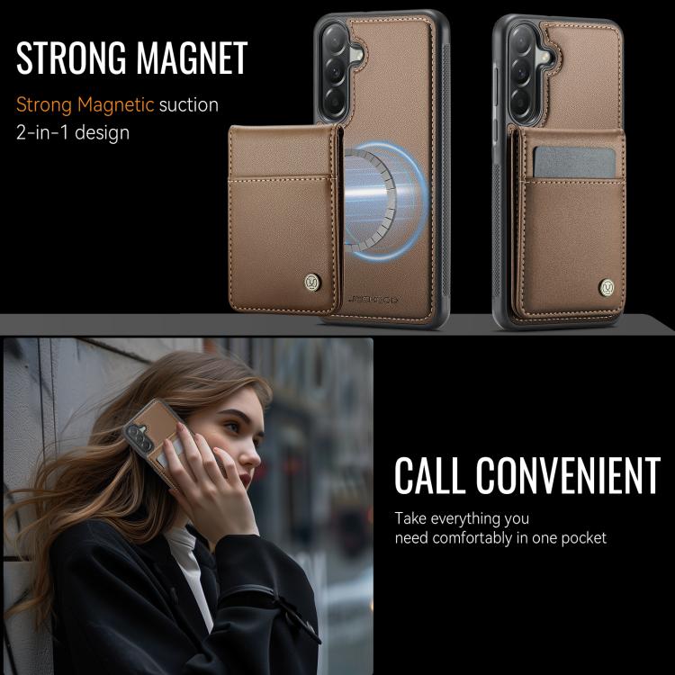 For Samsung Galaxy A37 5G JEEHOOD J06 British Style RFID MagSafe Card Bag PU Phone Case