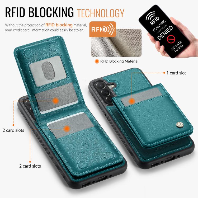 For Samsung Galaxy A37 5G JEEHOOD J06 British Style RFID MagSafe Card Bag PU Phone Case