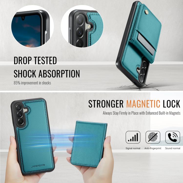 For Samsung Galaxy A37 5G JEEHOOD J06 British Style RFID MagSafe Card Bag PU Phone Case