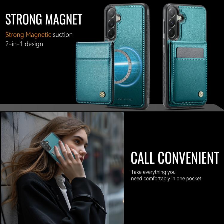 For Samsung Galaxy A37 5G JEEHOOD J06 British Style RFID MagSafe Card Bag PU Phone Case