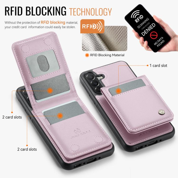 For Samsung Galaxy A37 5G JEEHOOD J06 British Style RFID MagSafe Card Bag PU Phone Case