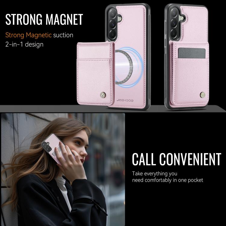 For Samsung Galaxy A37 5G JEEHOOD J06 British Style RFID MagSafe Card Bag PU Phone Case