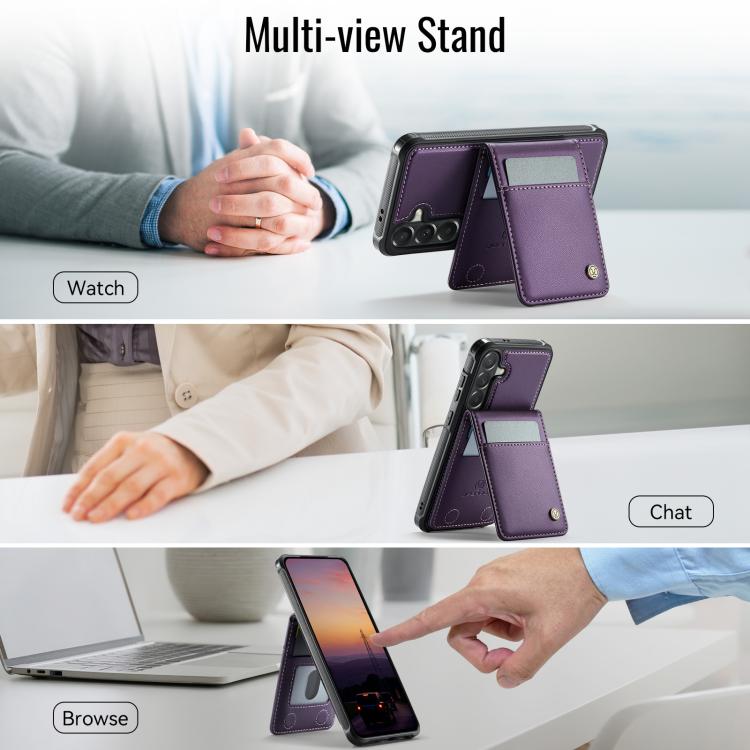 For Samsung Galaxy A57 5G JEEHOOD J06 British Style RFID MagSafe Card Bag PU Phone Case