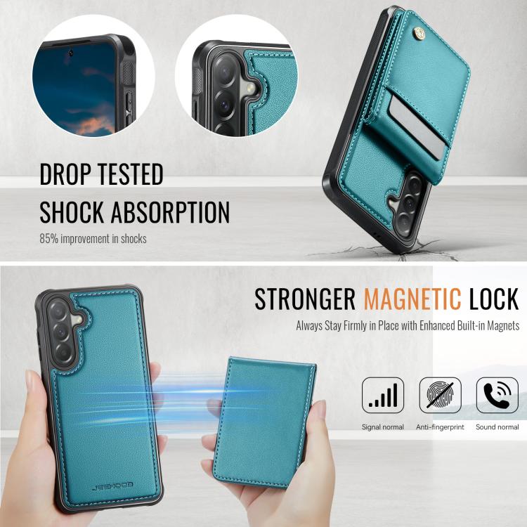 For Samsung Galaxy A57 5G JEEHOOD J06 British Style RFID MagSafe Card Bag PU Phone Case