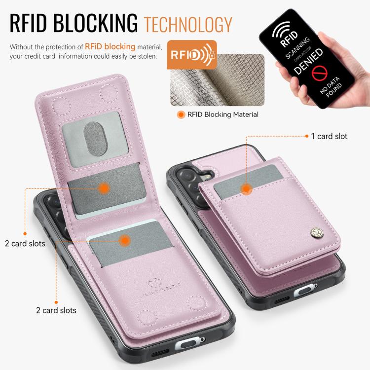 For Samsung Galaxy A57 5G JEEHOOD J06 British Style RFID MagSafe Card Bag PU Phone Case