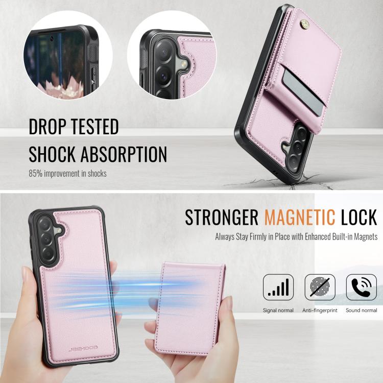 For Samsung Galaxy A57 5G JEEHOOD J06 British Style RFID MagSafe Card Bag PU Phone Case