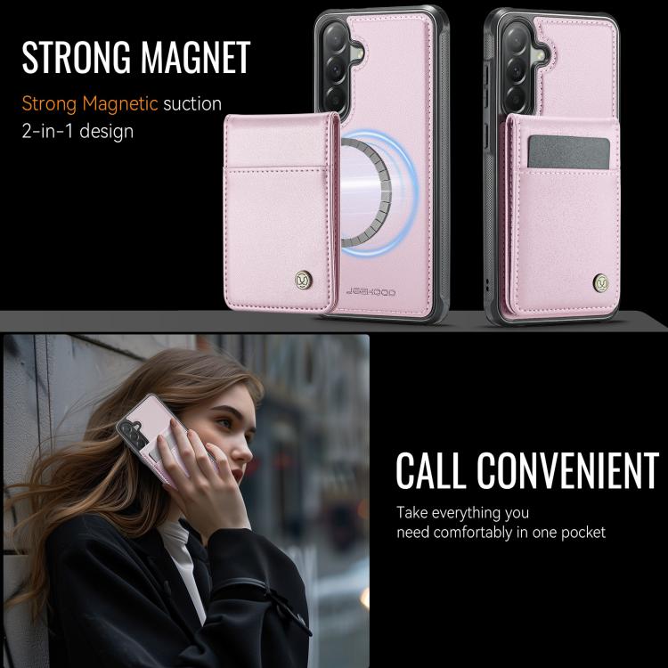 For Samsung Galaxy A57 5G JEEHOOD J06 British Style RFID MagSafe Card Bag PU Phone Case