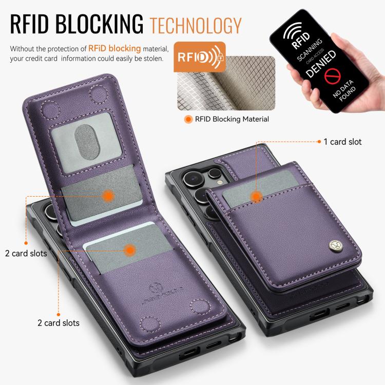 For Samsung Galaxy S23 Ultra 5G JEEHOOD J06 British Style RFID MagSafe Card Bag PU Phone Case
