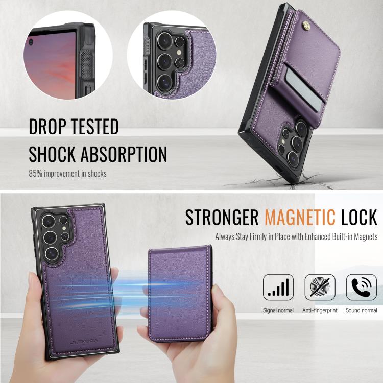 For Samsung Galaxy S24 Ultra 5G JEEHOOD J06 British Style RFID MagSafe Card Bag PU Phone Case