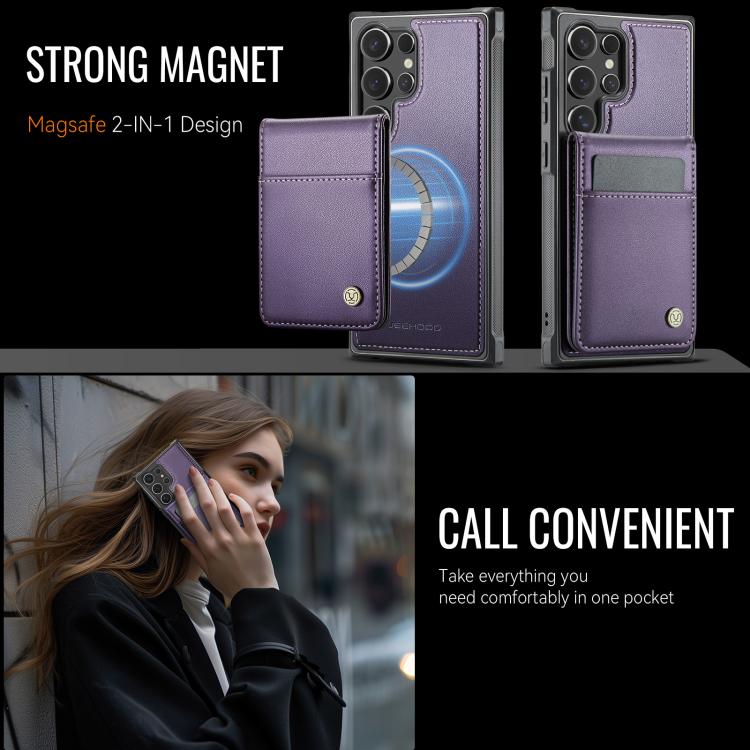 For Samsung Galaxy S25 Ultra 5G JEEHOOD J06 British Style RFID MagSafe Card Bag PU Phone Case