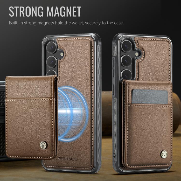 For Samsung Galaxy S25 5G JEEHOOD J06 British Style RFID MagSafe Card Bag PU Phone Case
