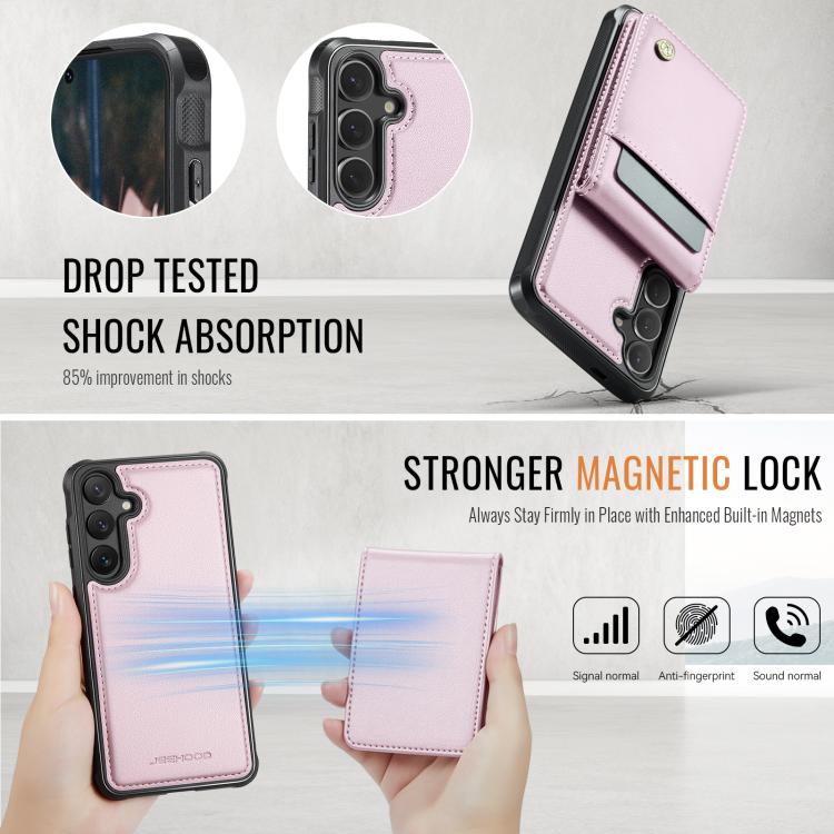 For Samsung Galaxy S25 5G JEEHOOD J06 British Style RFID MagSafe Card Bag PU Phone Case