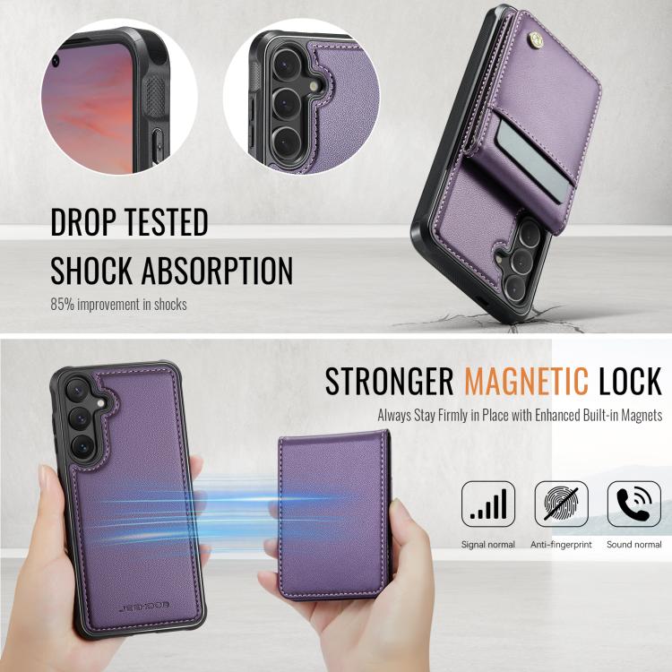 For Samsung Galaxy S24+ 5G JEEHOOD J06 British Style RFID MagSafe Card Bag PU Phone Case
