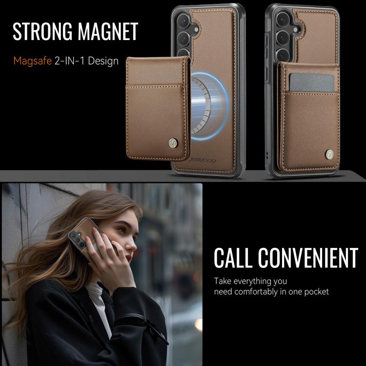 For Samsung Galaxy S24+ 5G JEEHOOD J06 British Style RFID MagSafe Card Bag PU Phone Case
