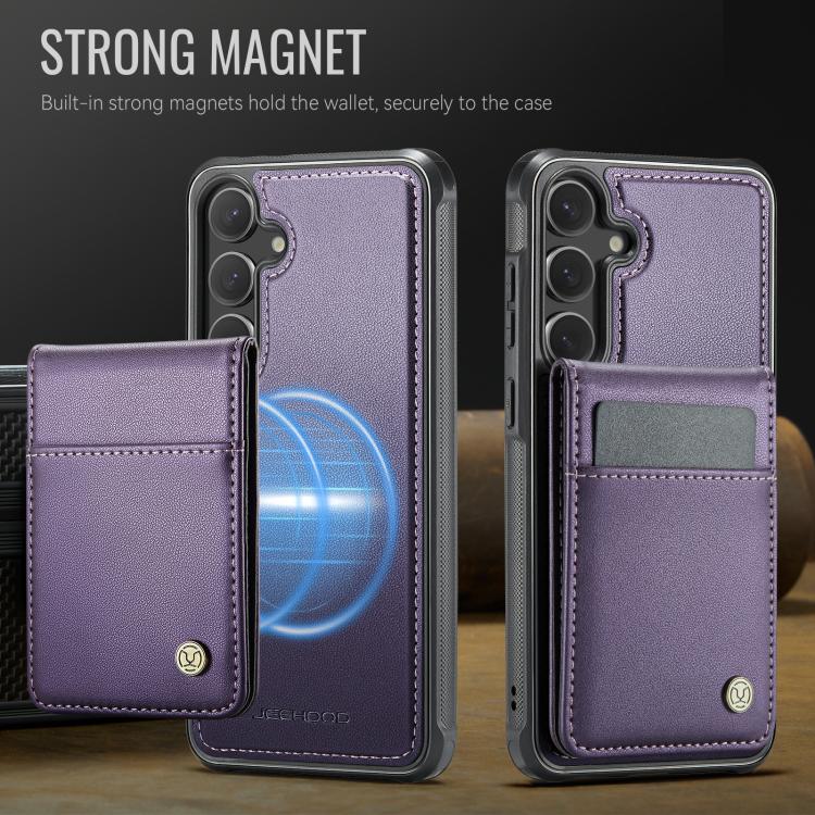 For Samsung Galaxy S24 5G JEEHOOD J06 British Style RFID MagSafe Card Bag PU Phone Case