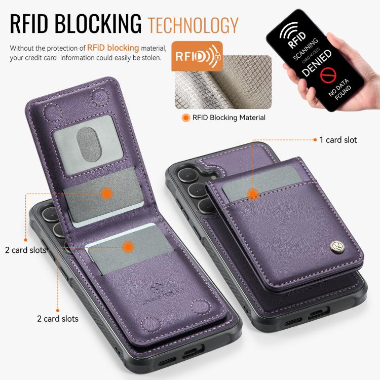 For Samsung Galaxy S24 5G JEEHOOD J06 British Style RFID MagSafe Card Bag PU Phone Case