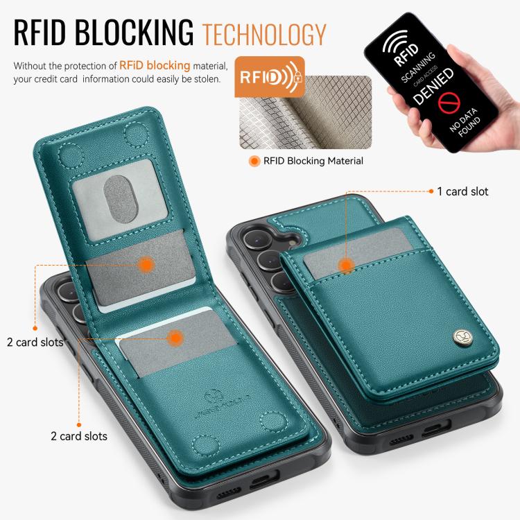 For Samsung Galaxy S24 5G JEEHOOD J06 British Style RFID MagSafe Card Bag PU Phone Case